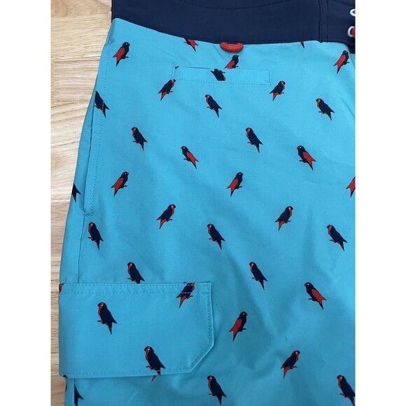 Duluth Trading Co Mens Bull Moose DuluthFlex 9" Parrots Print Board Short Sz 38 - Picture 3 of 13